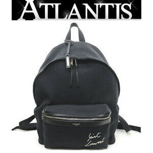 SAINT LAURENT PARIS City Backpack Embroidered Canvas Black